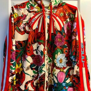 RARE GUCCI ZIP UP HOODIE FLORAL TIGER JACKET, sz L